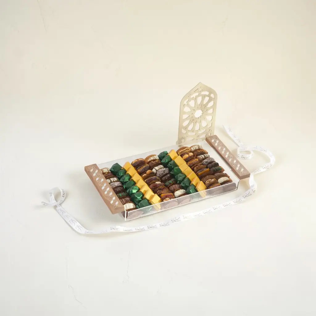 صينية كبيرة من الاكرليك وخشب الجوز المصدفة باليد