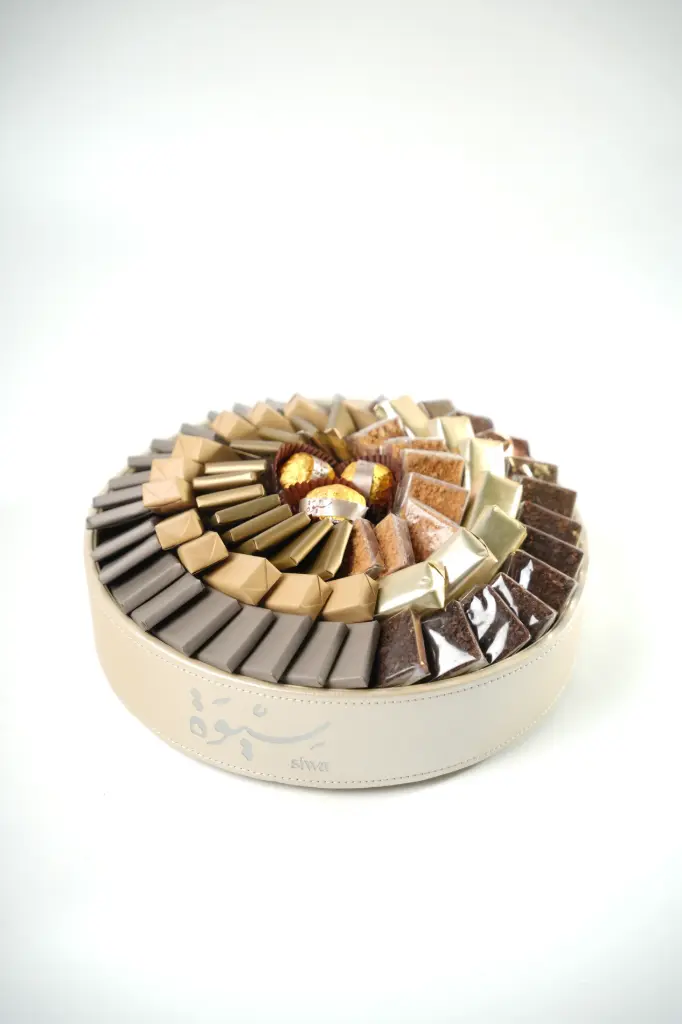 Leather Plate Gift With Dates & Chocolate